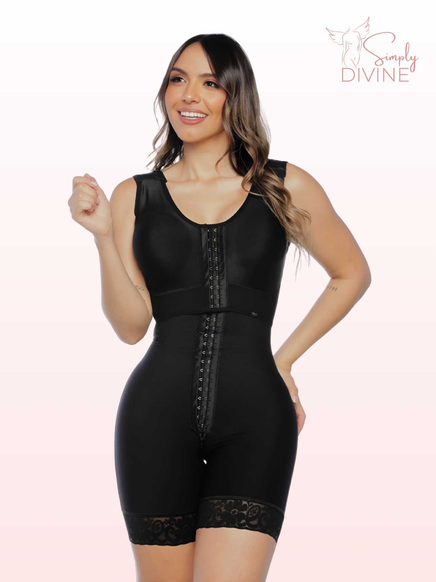 SD-2025 Mid-Thigh Invisible Girdle with Bra and Front Clasp