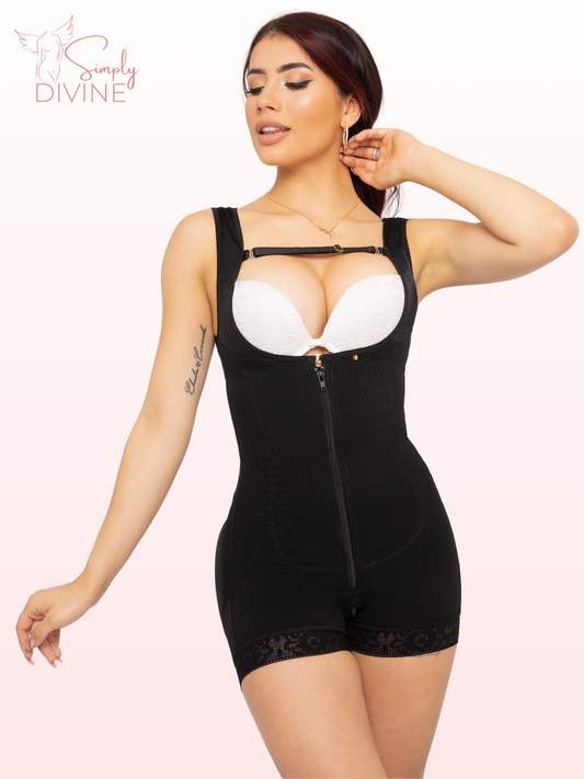 SD-2007 Short Shaping Girdle with Front Zipper and Open Bust